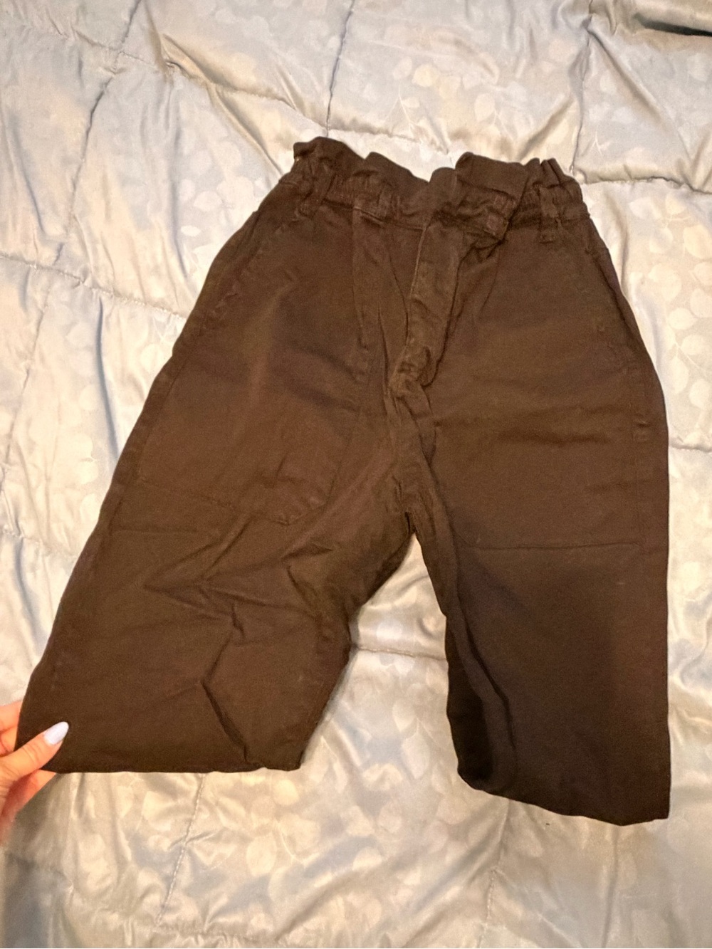 Black High-Waist Paperbag Shorts